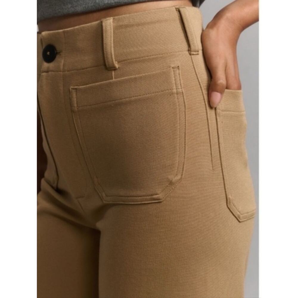 Anthropologie Colette Cropped Wide-Leg Pants Maeve Knit Khaki 30 - Picture 3 of 6